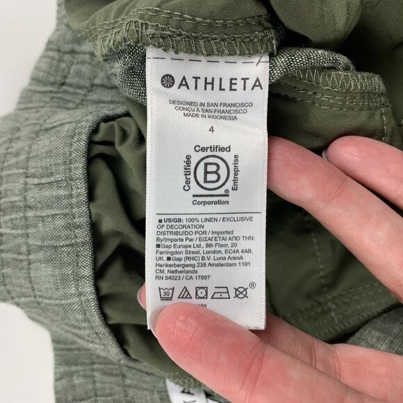 Athleta Aspen Olive Linen Bermuda Short 4 - Picture 5 of 7